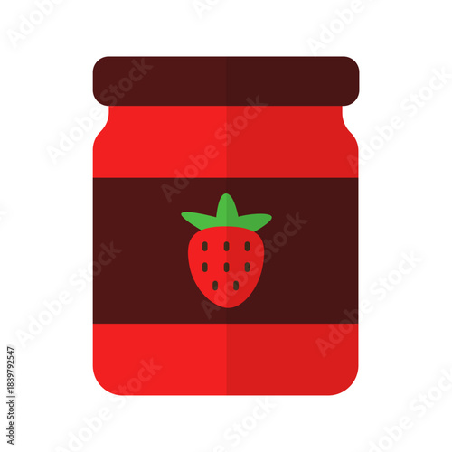 Fruit jam preserve jar kitchen pantry flat color icon
