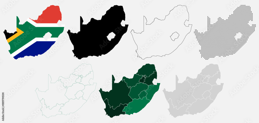 Fototapeta premium Collection of South Africa Map African Country