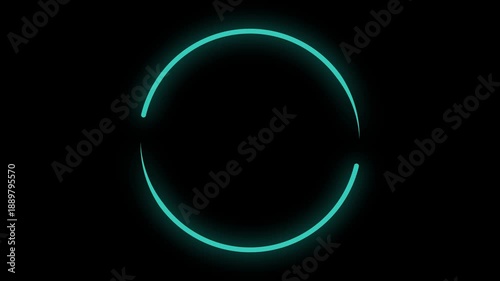 Cyan neon laser looping circle animation with clean glowing frame
