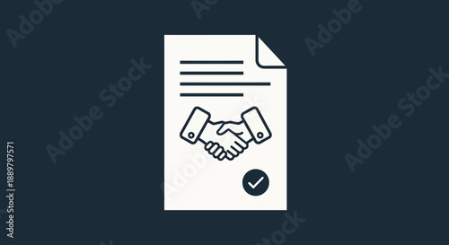 Executed agreement document illustration featuring handshake symbol for business deal