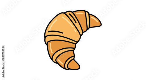 Illustration of a freshly baked croissant showcasing its golden-brown crust and delightful layers