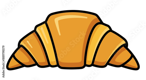 Stylized croissant illustration with golden-brown gradient and bold black outlines