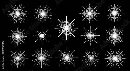 Collection of diverse starburst elements ideal for design, decoration and creative projects for
