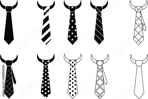 Set of ten business neckties with different patterns design vector