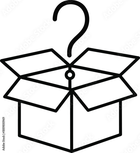 Open box with question mark on transparent background