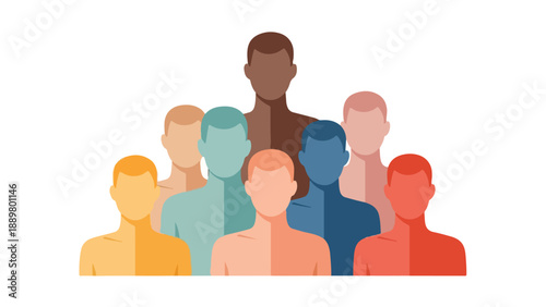 Illustration of diverse group of people standing together in solidarity against a white background, promoting unity and awareness for International Day of Elimination of Racial Discrimination and