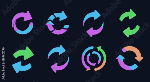 Abstract colorful arrows symbols for circular process presentation and diagrams  illustration