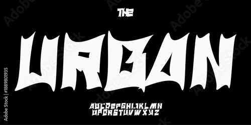 Rough Font Logo Uneven Alphabet Graffiti Art Silly Letter Set Modern Typography, Urban Typographic Design for Punk Music Poster Headline, Grunge Calligraphy Destroy Fonts. Vector Typeface