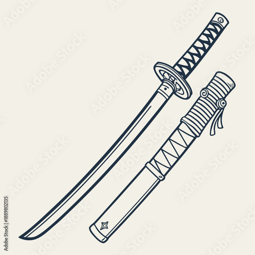 Samurai Sword Flat Art 1