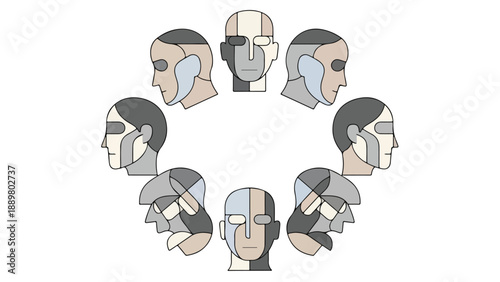 Illustration of diverse people wearing face masks in a circular formation, promoting awareness and elimination of racial discrimination on International Day against anti-racism.