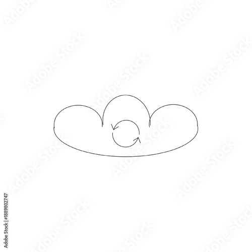 Cloud synchronization icon with circular arrows inside the cloud. Represents data syncing, cloud update and backup. Clean outline vector illustration.