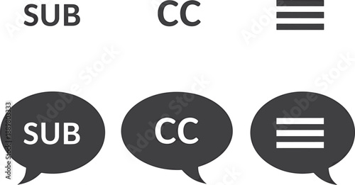 Speech bubble icons for subtitles and closed captions media player