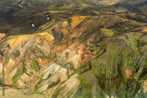 Принти на полотні aerial view of the Highlands of Iceland near Landmannalaugar with its colourful