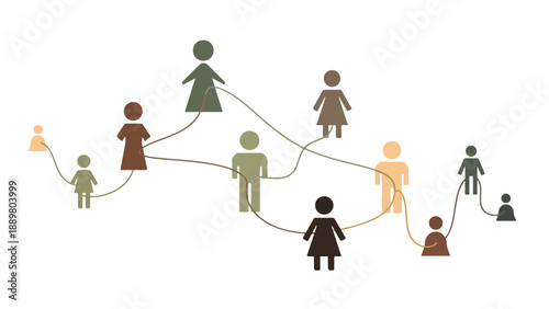 Illustration of diverse people holding hands in a chain, symbolizing unity and awareness on International Day of Elimination of Racial Discrimination and Anti-racism with a flat, colorful style
