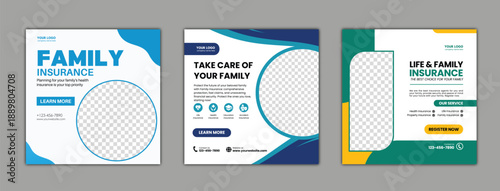 Life and Family Insurance Social Media Post Instagram Template Bundle
