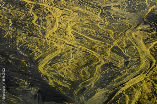 Принти на полотні meandering rivulets and rivulets on the black sand and volcanic ash plains of Sk