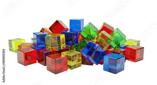 Pile of Translucent Colored Cubes