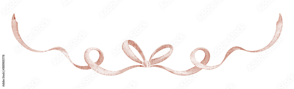 custom made wallpaper toronto digitalWatercolor Ribbon Border illustration with soft pastel curves and bow detail. Art of vintage frame for card templates, invitations, baby shower designs, nursery decor and gentle childhood theme.