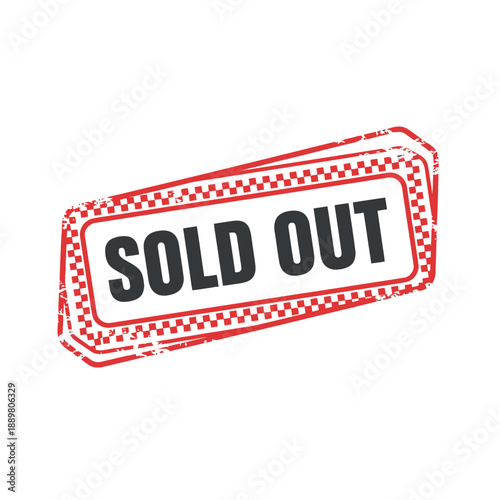 Sold Out Stamp Graphic with Red Border and White Background
