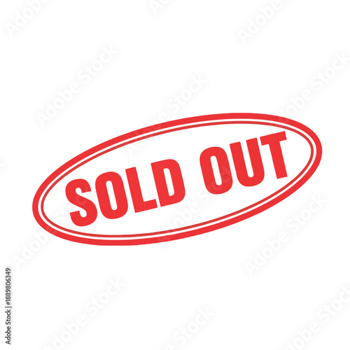 Sold Out Stamp Graphic with Red Oval Border and White Background for Commercial Use