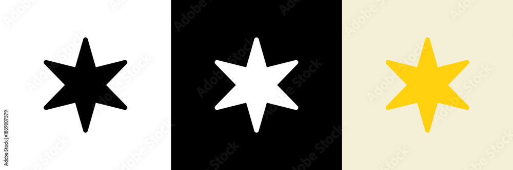 Obraz premium 尖った星のキラキラアイコン（ベクター）