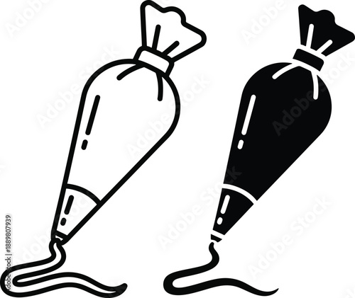 Piping bag with cream, confectionery tool, sweet kitchen pastry shop cooking