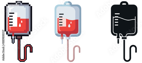 Pixel art and modern blood donation bags