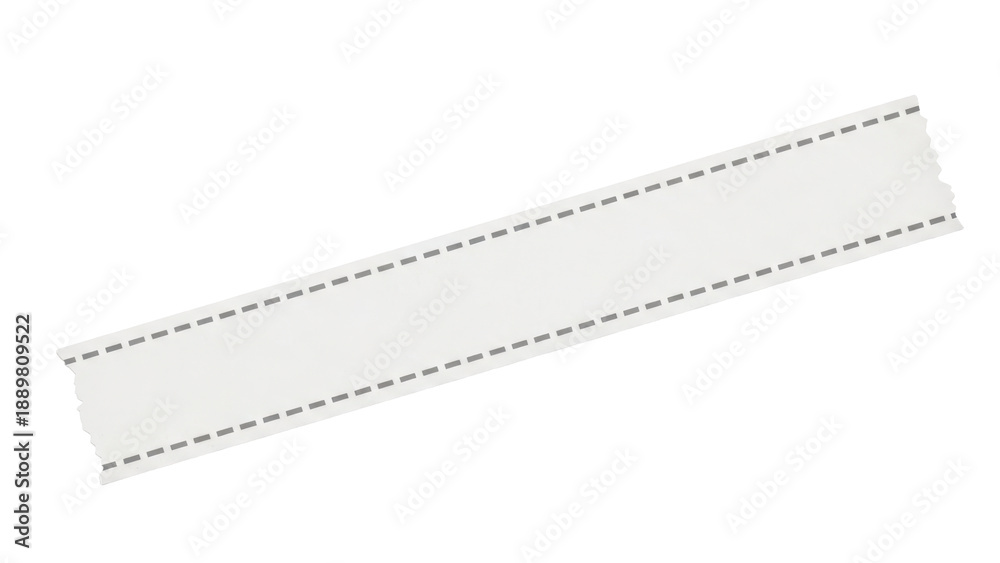 Fototapeta premium Blank seamless minimal line pattern tape strip mockup, dashed border lines, diagonal layout, washi paper feel, isolated on white background,