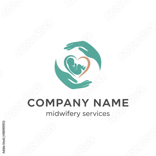 Hands cradling a heart-shaped fetus, symbolizing care and protection for midwifery services.