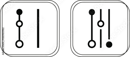 Control levers and sliders on transparent background for settings