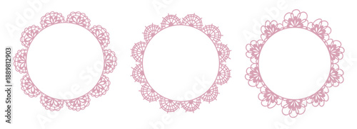 Whimsical lace circle frames perfect for wedding invitations, bachelorette party designs, romantic stationery and decorative layouts.