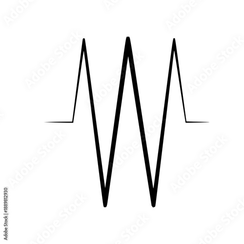 A stylized waveform or sound wave symbol representing audio, music, or sound technology, presented in a simple, bold black and white graphic