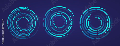 Dynamic circular wave rhythm with dots and lines.