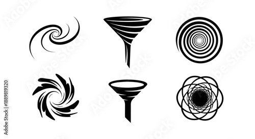 Abstract vortex and funnel design elements perfect for modern graphic applications and creative