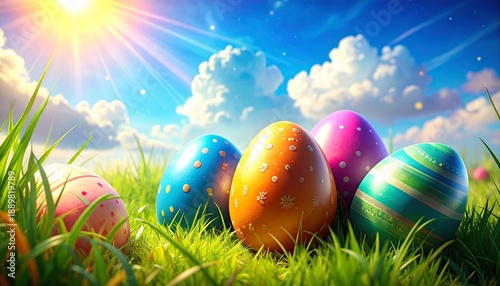 easter eggs in grass