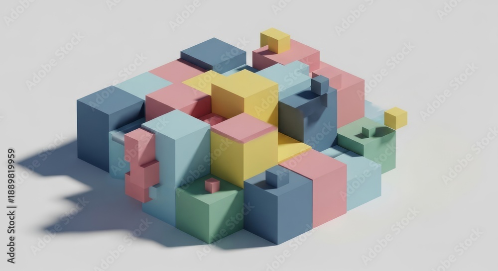 Obraz premium Colorful Geometric Block Arrangement. Concept featuring geometric, blocks, colorful, abstract, shapes.