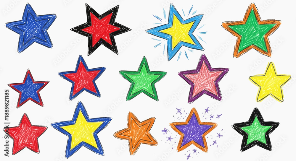 Obraz premium Whimsical hand drawn star illustration offering a nostalgic and cheerful ambiance for various