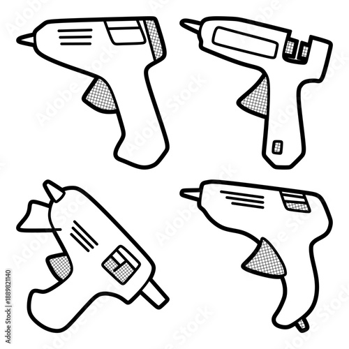 collection of hot glue gun vector images, editable lines