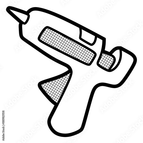 hot glue gun black and white line art, editable lines