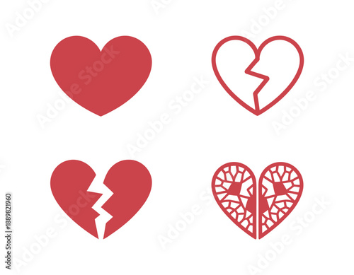 Four red heart icons depicting wholeness and varying degrees of breakage