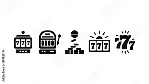Black and white icons depicting various casino games and gambling elements