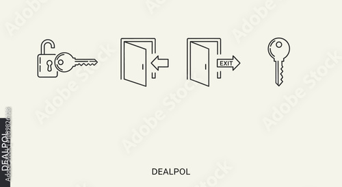 Unlock the possibilities concept featuring keys, doors, escape routes and safety measures