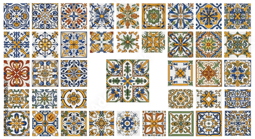 Exquisite ceramic tiles collection featuring intricate patterns and vibrant mediterranean colors