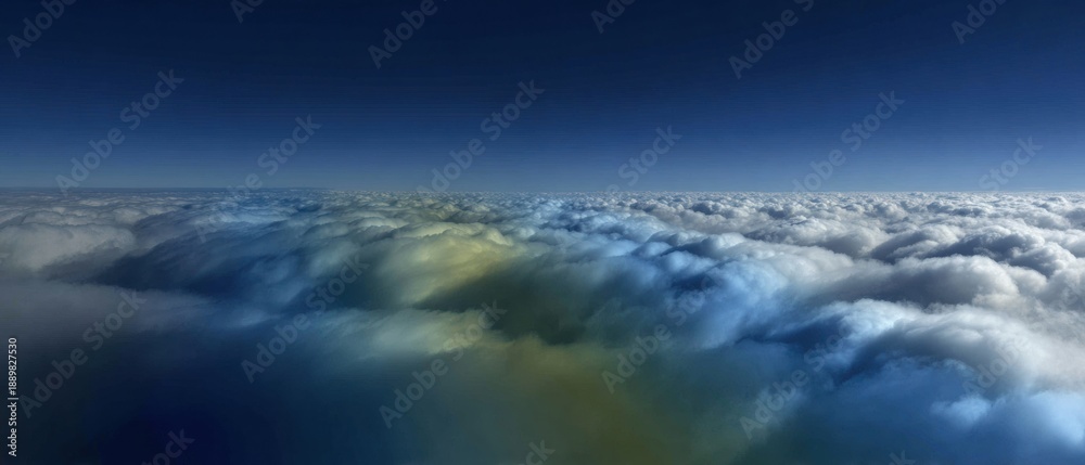Fototapeta premium Panoramic cloudy sky and wide horizon featuring a beautiful cloudscape background for web design, nature advertising, and header templates with natural daylight