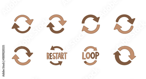 Conceptual depiction of circular arrow icons representing recycle, loop, refresh and restart