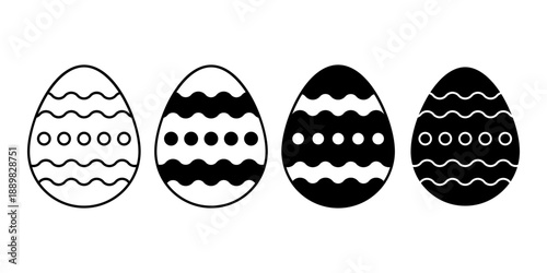 Black and White Easter Eggs Pattern with Decorative Egg Motifs