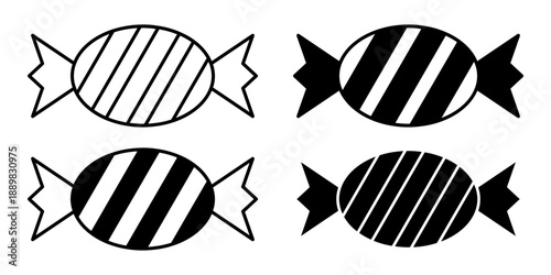 Black and White Easter Candy Icons with Sweet Holiday Treats