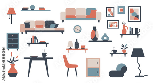 Cozy modern home office with desk, seating, and decor in a tidy living space.