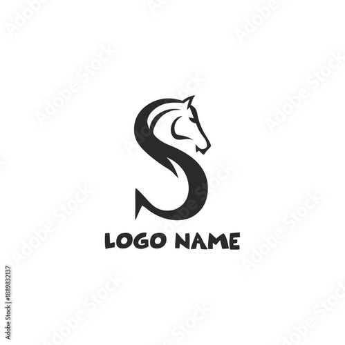 Elegant horse head logo in modern black minimal style for premium brand identity equestrian and luxury business design

