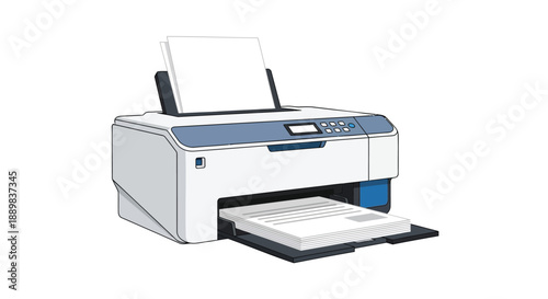 Modern office printer with paper tray extended